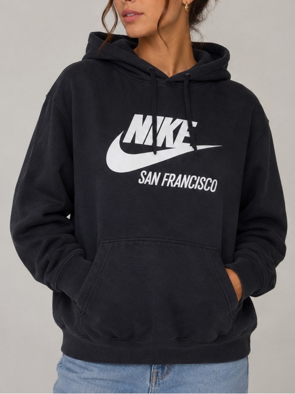 Nike San Francisco Graphic Pullover Hoodie Black Cotton/poly Fleece Men’s Large
